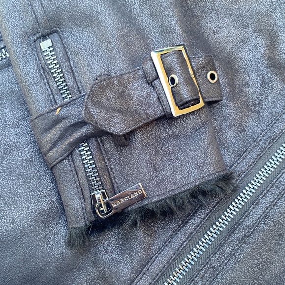 New GUESS BY MARCIANO Aby Shearling Moto Jacket